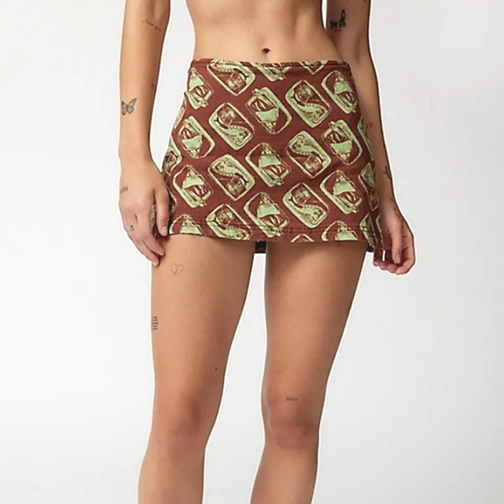 🎀 Urban Outfitters Dahlias Sardines Print Linen Blend Skort Used XS